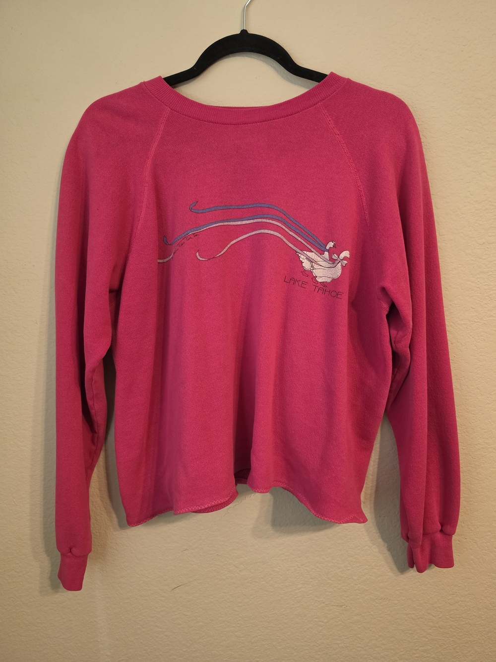 Hanes Lake Tahoe Pink Goose Crewneck Sweatshirt Large